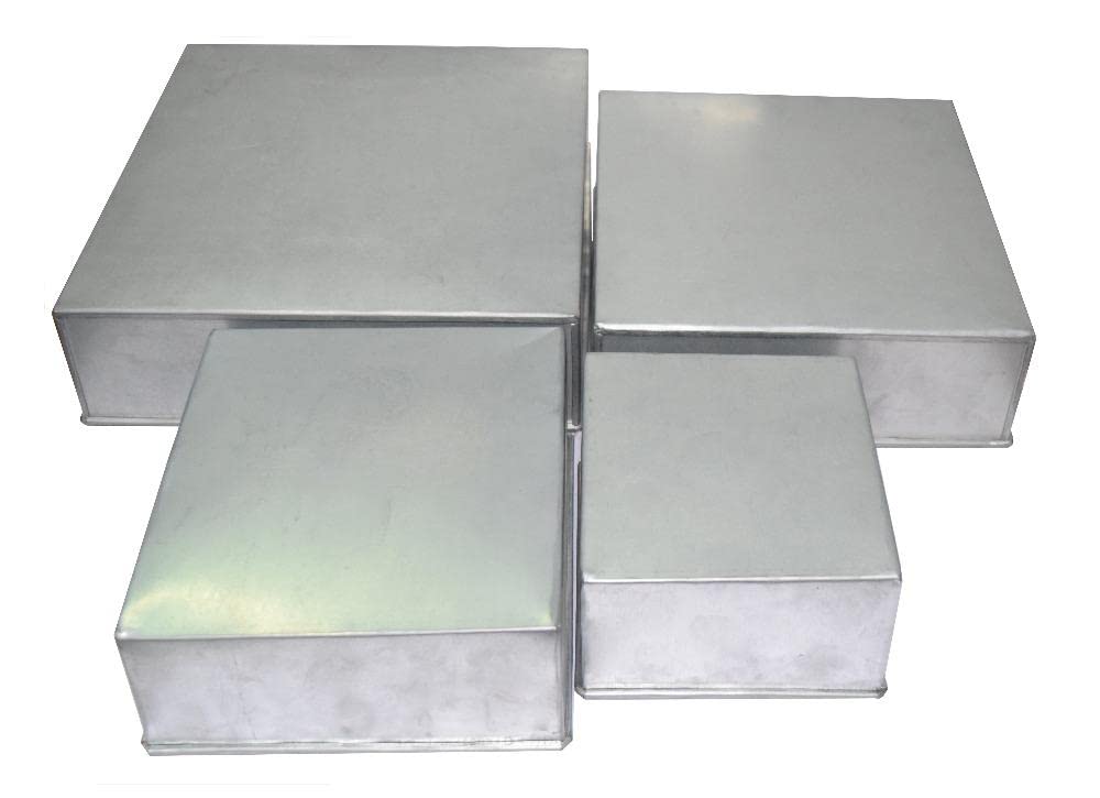 4 Tier Square Multilayer Birthday Wedding Cake Tins - 6'',8'',10'',12'' In (3'' Deep)