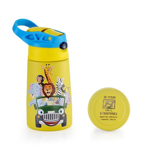 Sumeet Isi Certified Insulated Hot & Cold Stainless Steel  Leak Proof  Lightweight  Sipper Water Bottle For School Kids - Sipzoo  350Ml - Yellow
