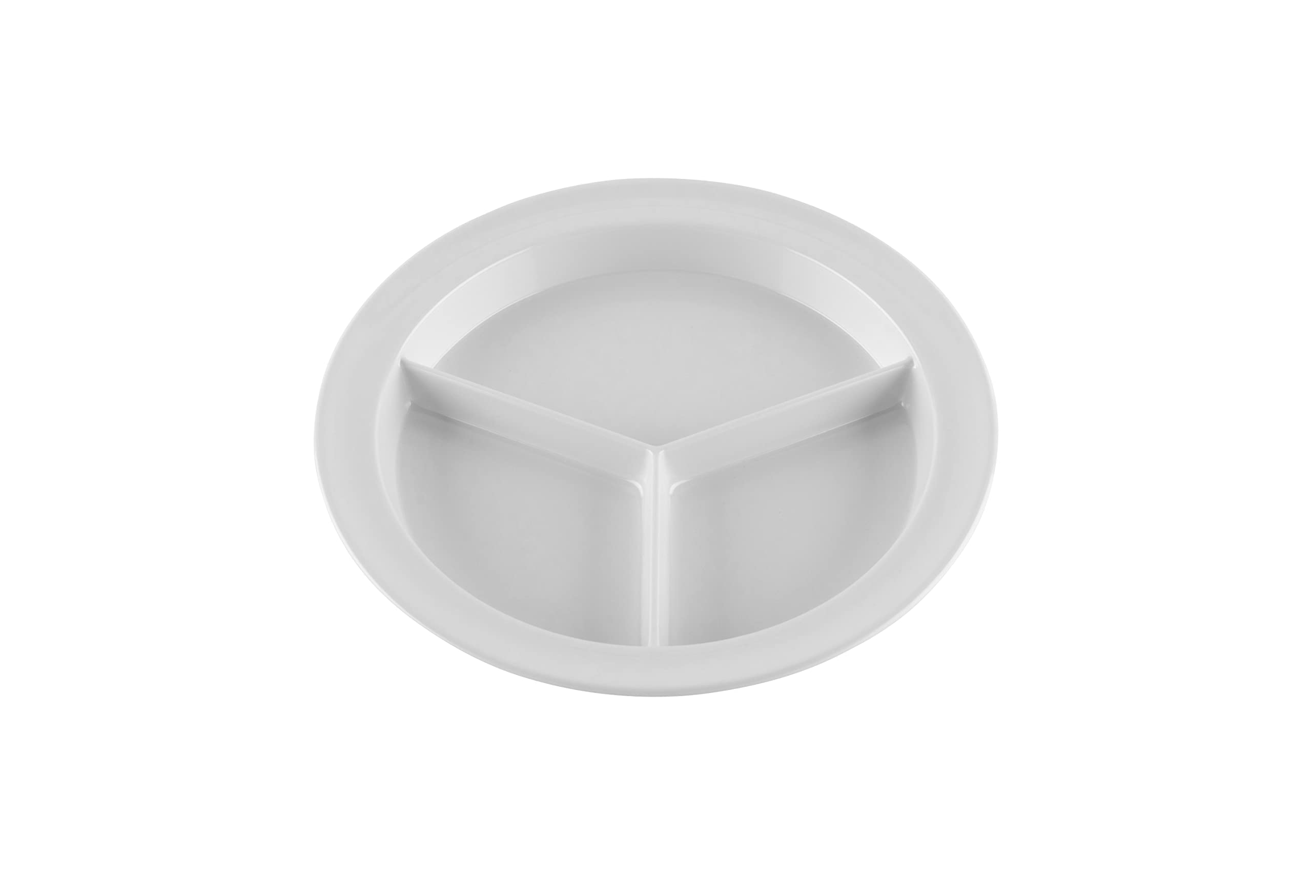 G.E.T. ?CP-530-W-EC Heavy-Duty 3 Compartment Plastic Divided Compartment Plates, Deep Sided, 9, White (Set of 4)