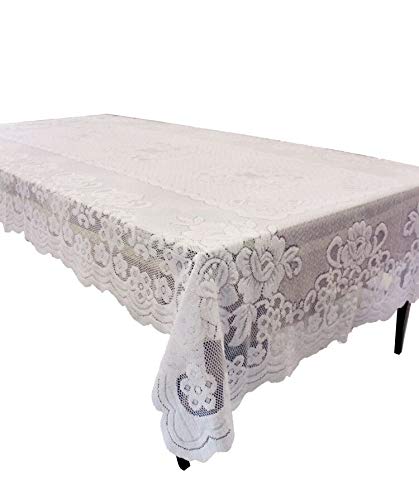 Gefeii White Lace Tablecloth Rectangular For Rectangle Table Crochet Lace Tablecloths Oblong Lace Table Covers 60''X104'' For Ki