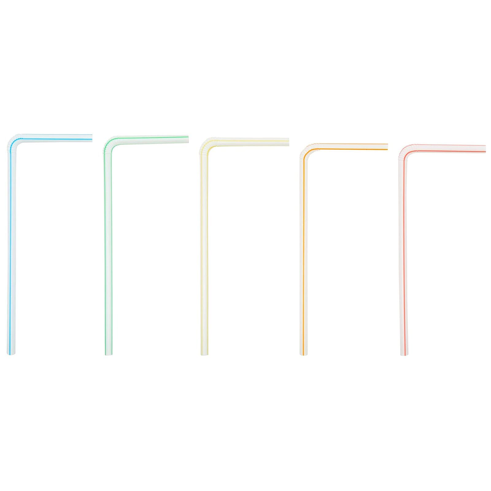 Plastic Flexible Drinking Straws  Striped Disposable Individually Wrapped (7.75 In  500 Pieces)