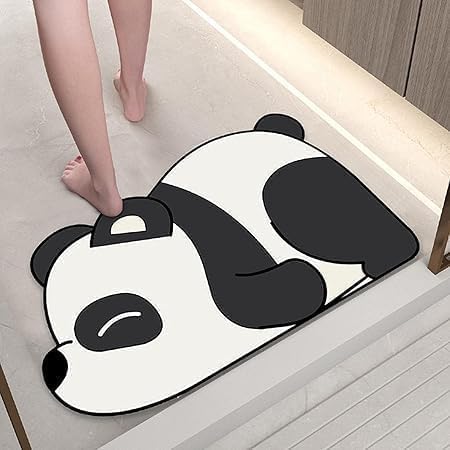 Sola Casa Panda Comfort Bath Mat  Cute Cartoon Absorbent & AntiSkid Panda Floor Mat for Bathroom, Kids Room, Bedroom & Hall (S
