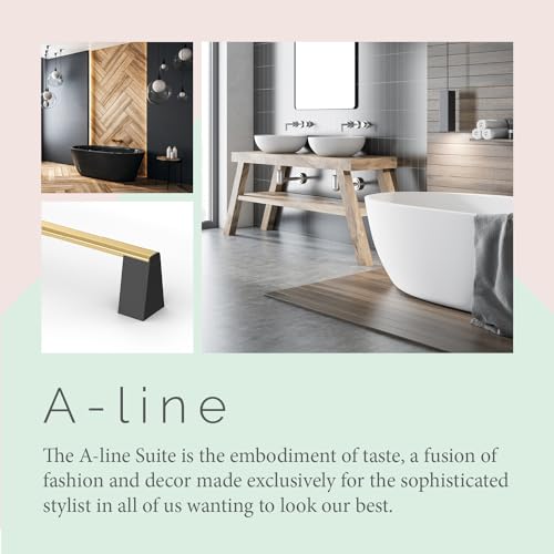 Gatco 5671 A-Line Towel Bar, 18 Inch, Brushed Brass Matte Black Combo