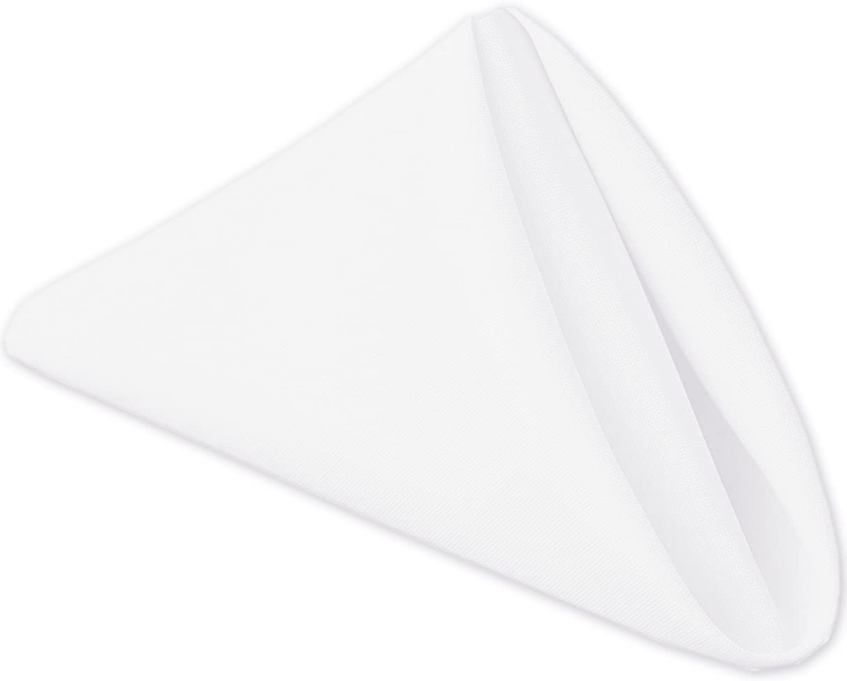 Ploymono White Heavy Duty Cloth Napkins - 17 X 17 Inch Solid Washable Polyester Dinner Napkins - Set Of 8 Napkins With Hemmed Ed