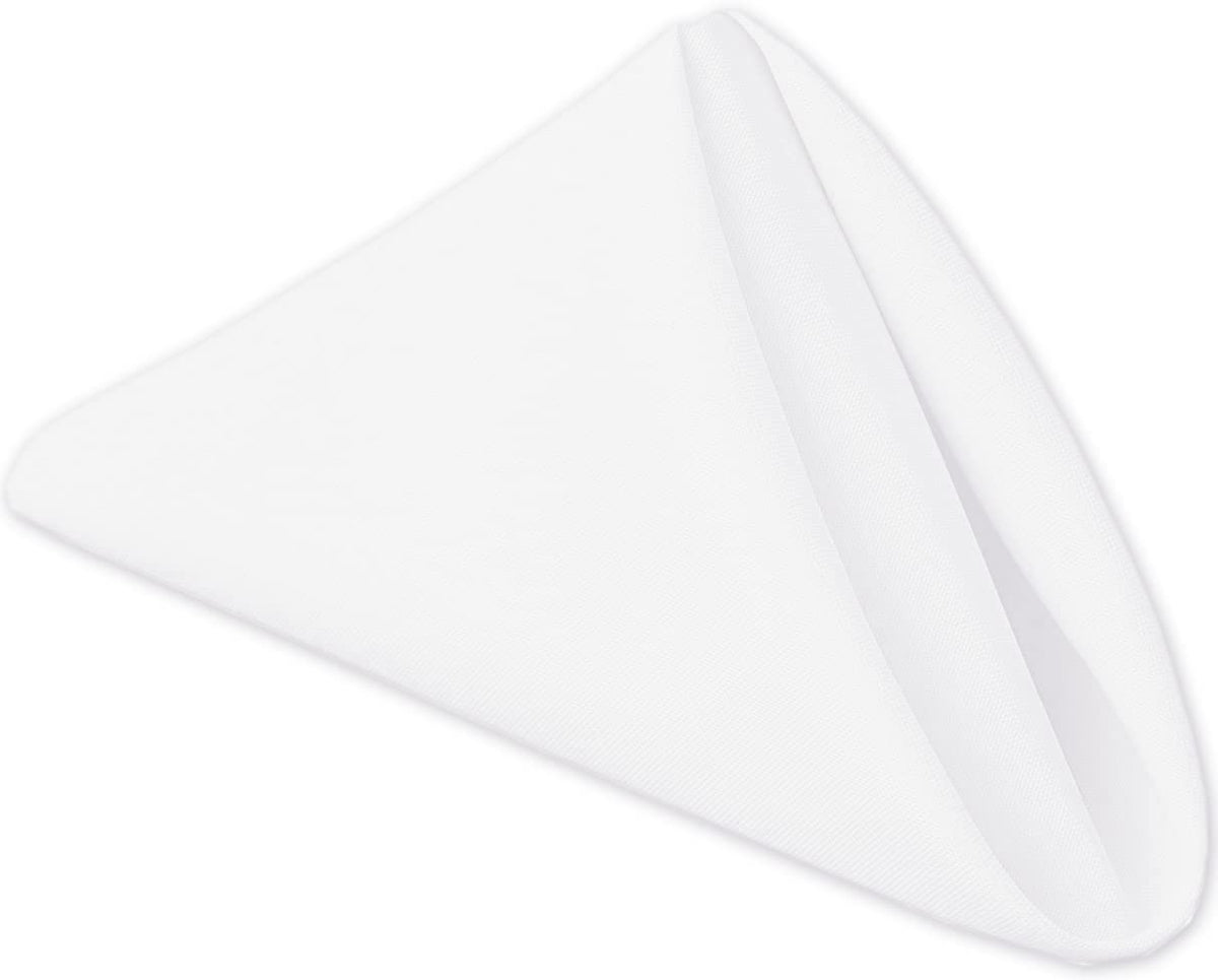 Ploymono White Heavy Duty Cloth Napkins - 17 X 17 Inch Solid Washable Polyester Dinner Napkins - Set Of 8 Napkins With Hemmed Ed