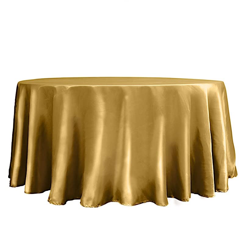 Balsacircle 120 Inch Gold Satin Round Tablecloth Table Cover Linens For Wedding Table Cloth Party Reception Events Kitchen Dinin