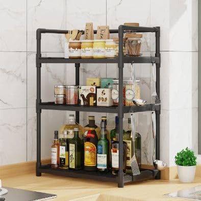 Mugath Stainless Steel Kitchen Organizer  3 Tier Spice Container, Utensils, Jar Holder & Cup Glass Rack  Countertop, Tabletop 