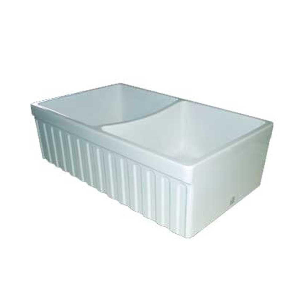 Whitehaus Collection Whqdb332-White Quatro Alcove Kitchen, Fireclay, Front Apron Sink, Glossy, White