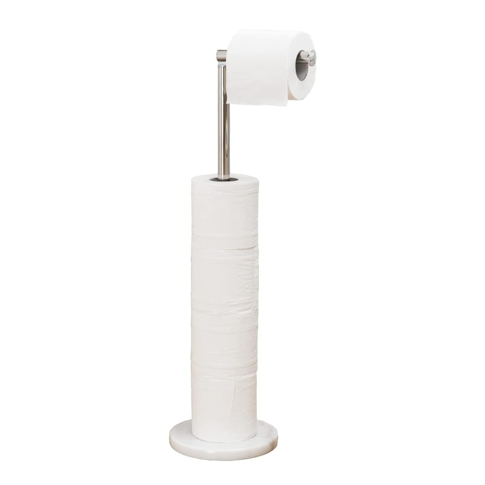 Songtec Toilet Paper Holder Stand, Free Standing Tissue Roll Holder, Heavy Natural Marble Base, Sturdy For 5 Toilet Paper Rolls