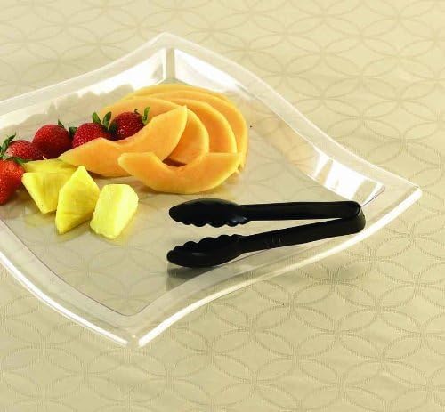 24 6'' Black Plastic Tongs Scalloped Serving Tongs Mini Tongs Disposable Food Tongs Cooking Tongs Toast Tongs Appetizer Tong Sal