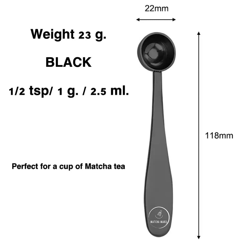 Matchamaku 1 Gram Matcha Measuring Spoon/Tea Power Scoop -Black-Perfect For A Serving Size Stainless Steel