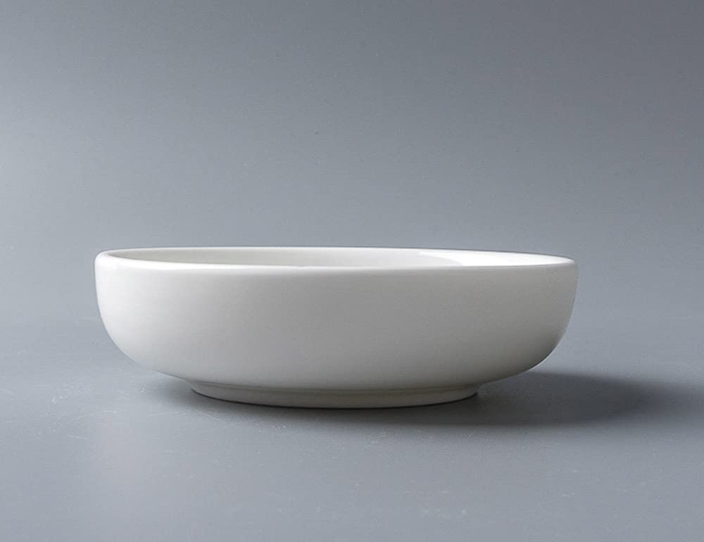 Mozacona 4Pcs White Ceramic Seasoning Dishes Dipping Bowls Appetizer Plates,3.8 Inch