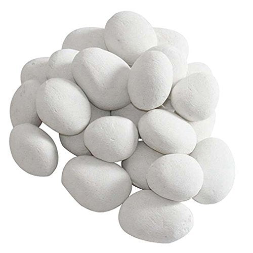 Hmleaf 24 Pcs Fireplace Ceramic Pebbles For All Types Of Indoor, Gas Inserts, Ventless & Vent Free, Electric, Or Outdoor Firepla