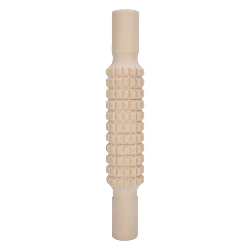 Clay Roller Wooden Solid Clay Rolling Pin Pottery Modeling Tools Dough Roller Baking Pastry Cake Pizza Roller (Lattice Type)