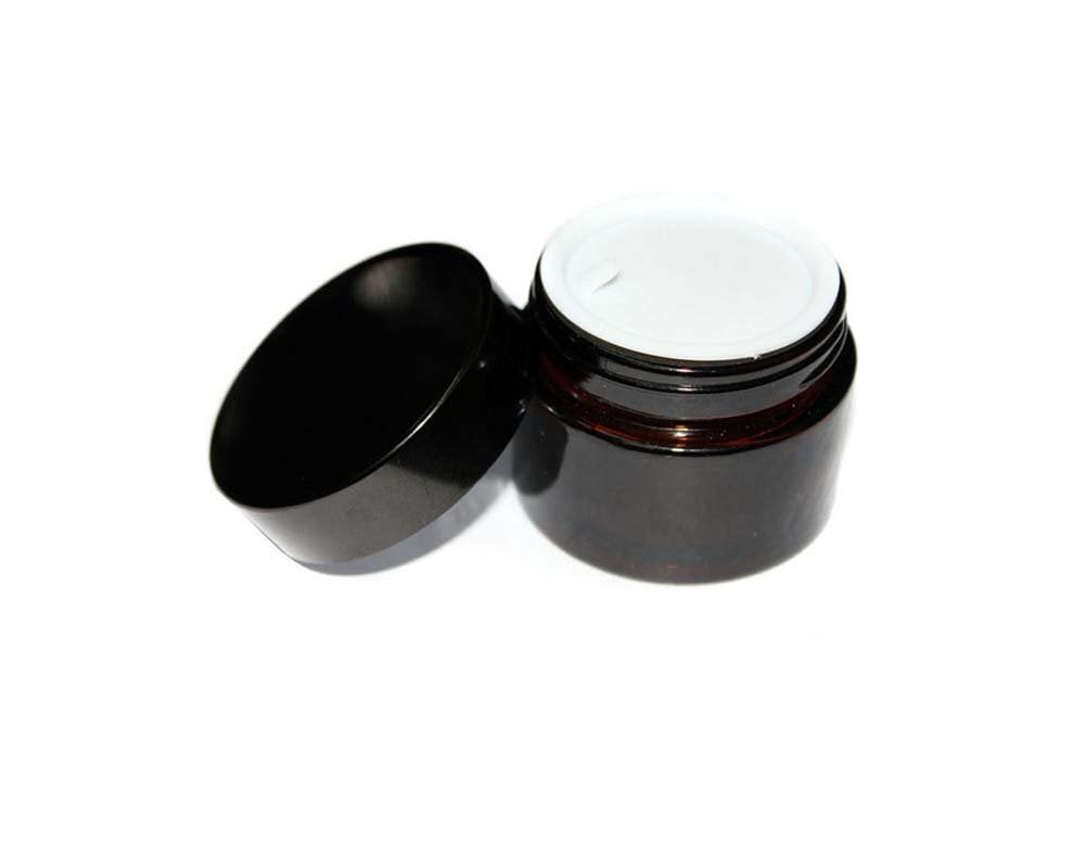 2Pcs 100Ml Amber Glass Empty Refillable Sample Bottle Cosmetic Face Cream Jar Pot Bottle Container Holder Case With Black Screw
