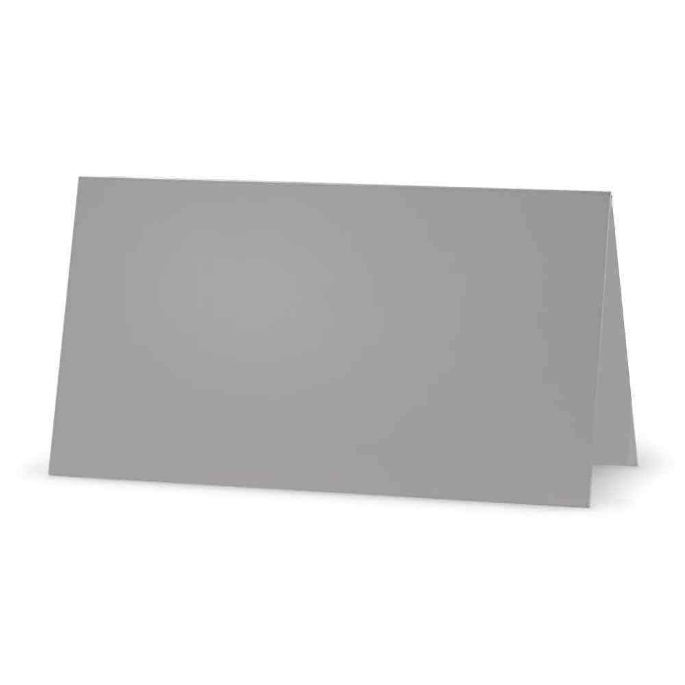 Gray Place Cards - Flat Or Tent - 10 Or 50 Pack - White Blank Front With Solid Color Border - Placement Table Name Seating Stati