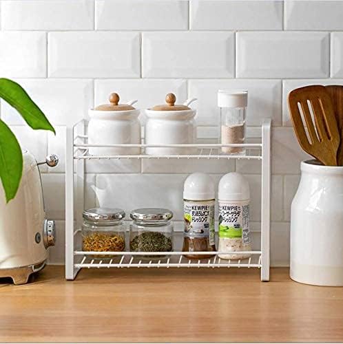 Saif Handicrafts Art 2Tier Spice Rack,Shelf Rack Kitchen Bathroom Countertop, 2Tier Standing Storage Organizer White Bottle Sh