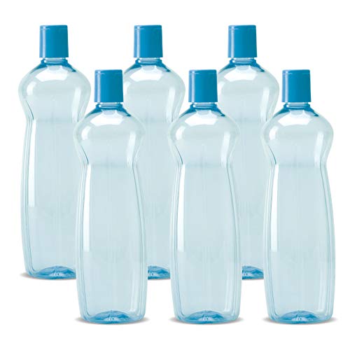 Milton Pacific Pack Of 6 Water Bottles, 1 Litre Each, Reusable Plastic Fridge Bottle Set, Bpa Free And Leak Proof Bottles For Tr