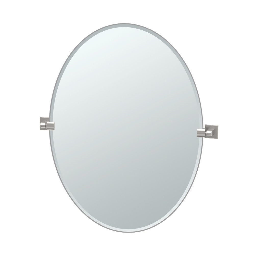 Gatco 4079Lg Elevate Frameless Oval Mirror, Satin Nickel, 32''H