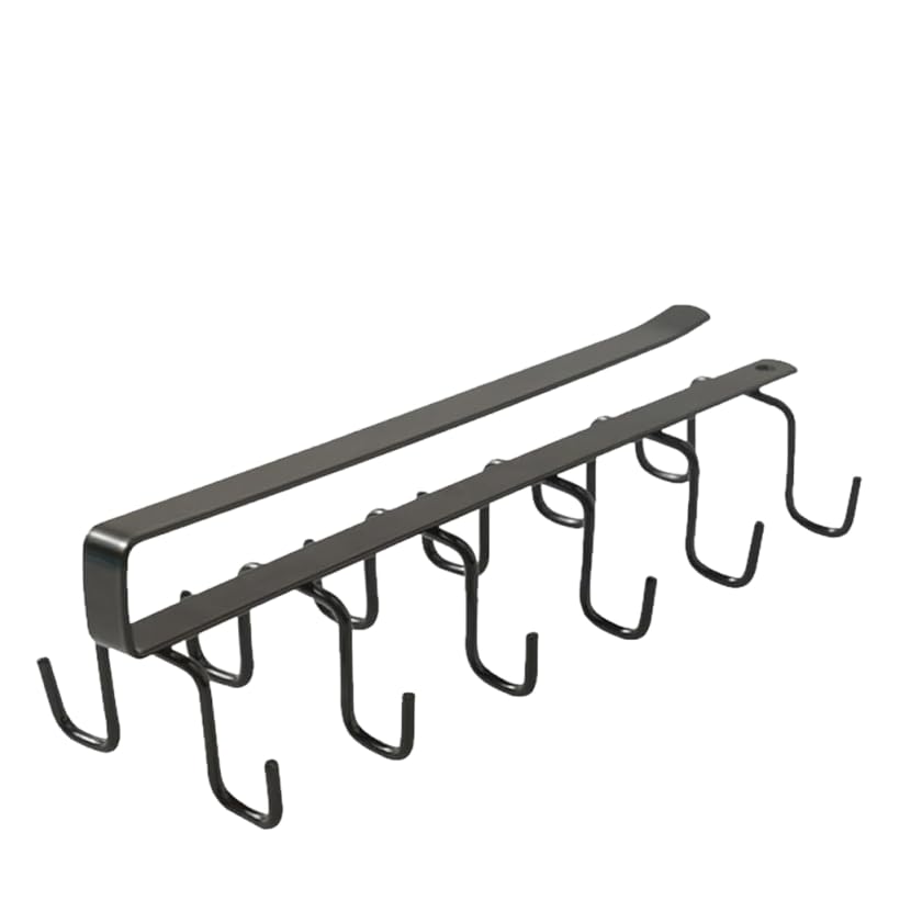 Zibuyu 1Pc DoubleRow Cup Holder 12 Hook Bathroom Organiser Without Drill, Kitchen Storage UShaped Wall Hanger Hook For Coffee,