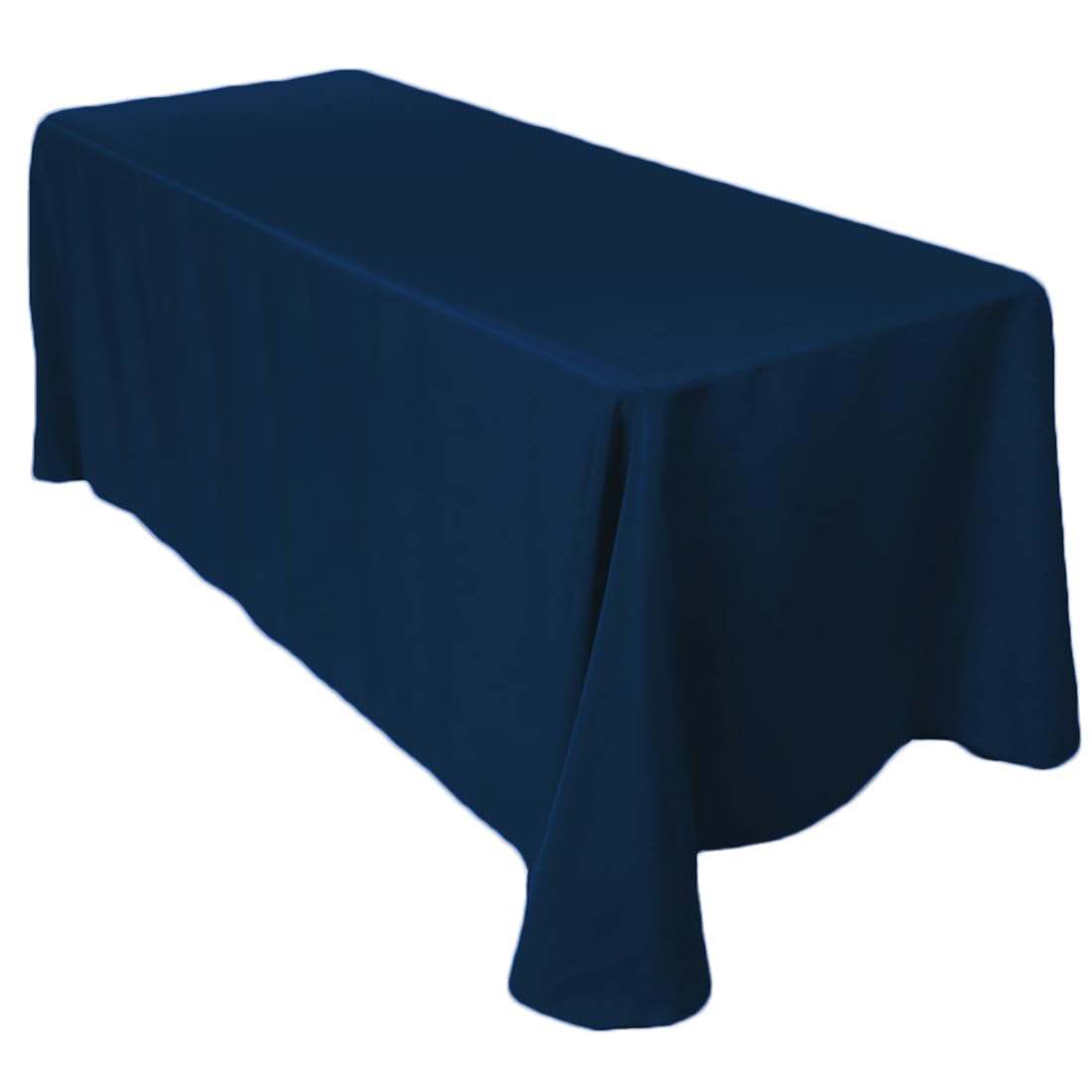 Linentablecloth 90 X 156-Inch Rectangular Polyester Tablecloth With Rounded Corners, Navy Blue