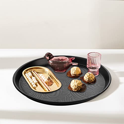 Hacaroa 4 Pack Round Restaurant Serving Trays, 11.5 Inch Plastic Food Service Trays Non-Skid Food Platter For Cafeteria, Bar, Co