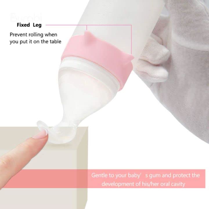 Burabi Silicone Squeeze Feeding Spoon  Baby Food Dispensing Spoon With Dust Cover  BPA Free