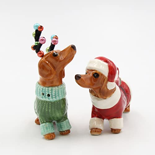 Cosmos Gifts 57013 Christmas Dachshund Dogs Salt And Pepper Shaker, Multicolor, 3 3/8'' X 1 5/8'' X 3 7/8''H