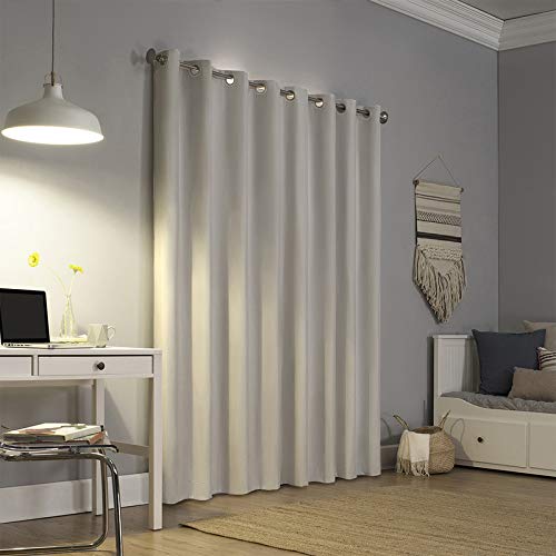 Bhoomi Impex Room Darkening Blackout Curtain Door-8 FEET, Thermal Insulated Eyelet Noise Reducing Blackout Curtains - White Soli