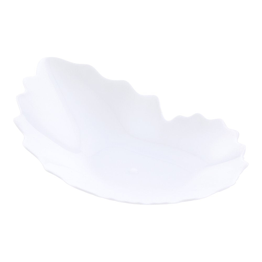 Restaurantware 3.3 X 3.3 Inch Mini Plastic Plates 100 Disposable Plates - Oyster Shell Shaped Mini White Plastic Tasting Dishes
