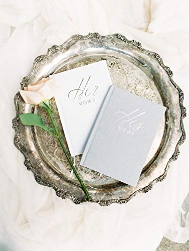 Fluytco Wedding Vow Book Keepsakes (2 Book Set, His & Hers) Linen Hardcover - Bonus Wedding Day Cards - Vow Renewal - Bridal Sho