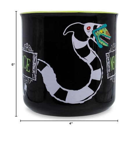 Silver Buffalo Beetlejuice Sandworm Never Trust the Living    Ceramic Camper Mug, 20 Ounces