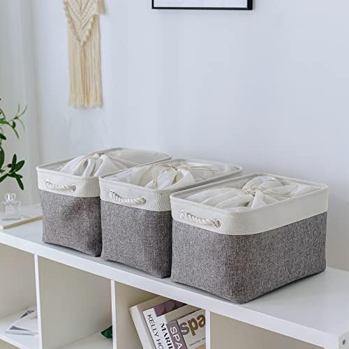 Thewarmhome Storage Baskets For Organizing, 17L  13.7W  9.8H Jumbo 3 Pack Foldable Storage Bins For Shelves, Fabric Storage Box