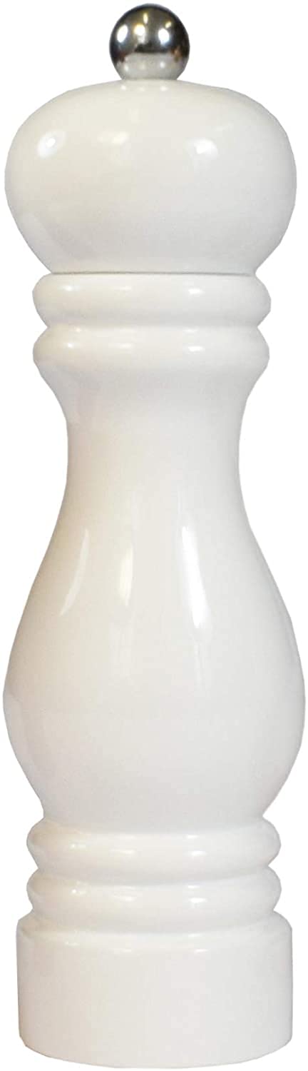 Bisetti Sorrento 7.5 Inch White Lacquered Beechwood Pepper Mill With Adjustable Grinder
