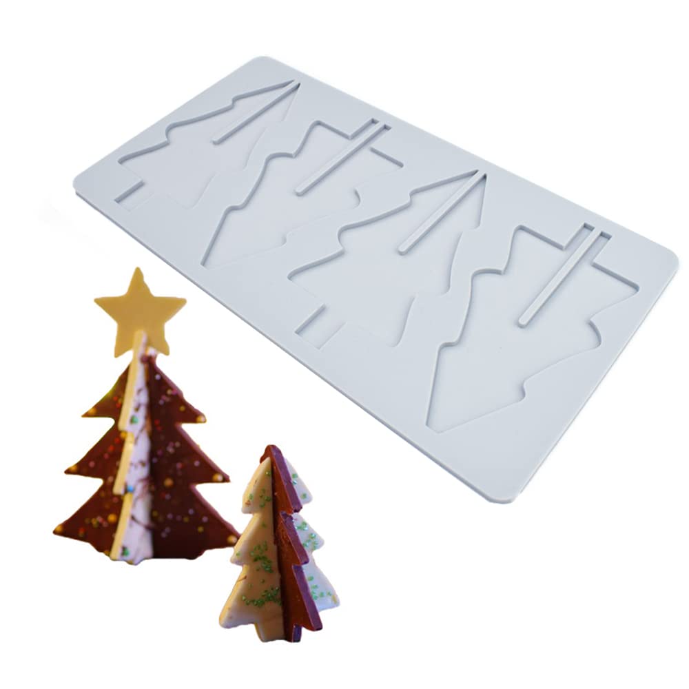 Cestony Christmas 4 Cavity Christmas Tree Candy Silicone Molds For Diy Chocolate Candy Lace Mold Baking Gummy Sugar Craft Cake P