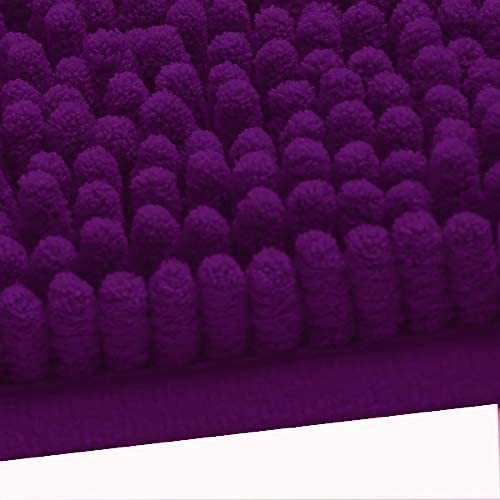 Madeals Bath Rug Set 3 Piece Bathroom Contour Rugs Combo, Soft Shaggy 2 Piece Bath Shower Mat And U-Shaped Toilet Floor Rug Purp