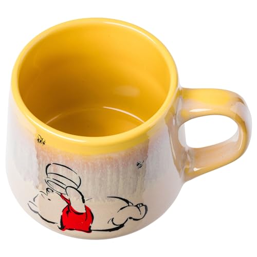 Silver Buffalo Winnie the Pooh The Pooh-Brush Style Sweet Like Hunny Reactive Glaze Tapered Pottery Mug, 14 Ounces