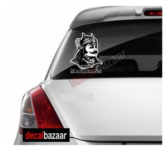 decalbazaar Vinyl Maharana Pratap Singh Glossy Glass Wall Vehicle Sticker, 11 x 8.5 Inches Black