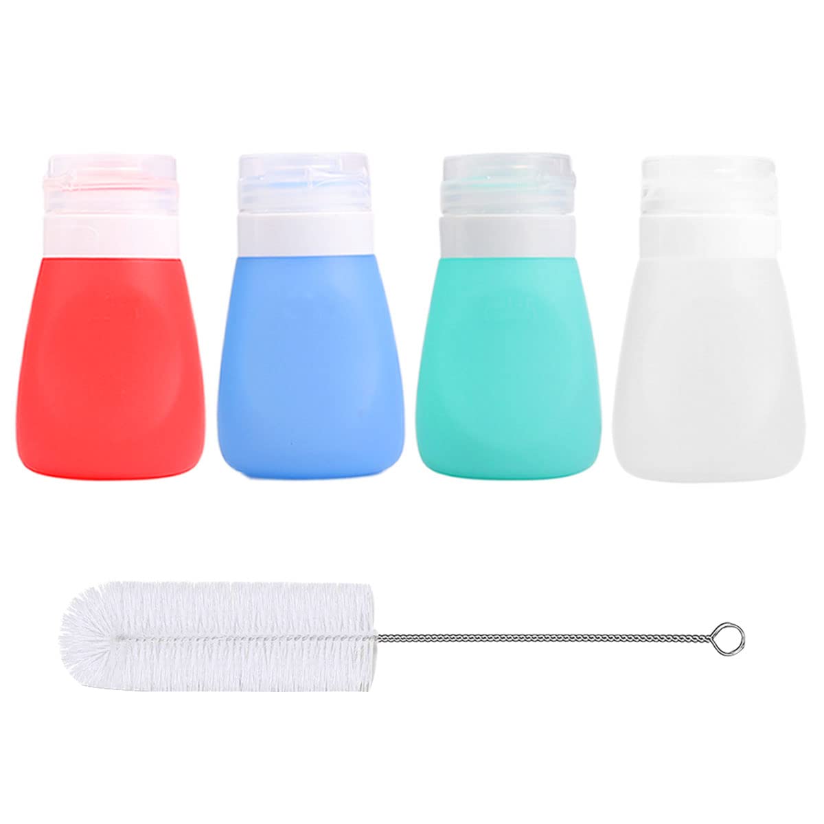 Timiuu Squeeze Salad Dressing Bottles With Cleaning Brush | Portable Sauce Bottle Condiment Bottles | Dressing To Go For Lunch |