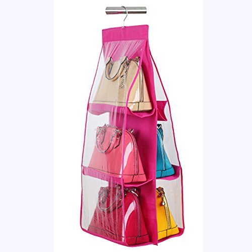 Kuber Industries 1 Piece Silk Handbag Storage Organiser, Pink (Ki17195)