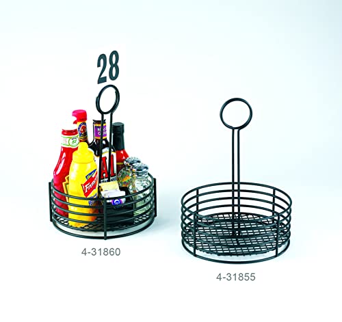 G.E.T. 4-31855 Black Round Stainless Steel Condiment Caddy Iron Polyethylene Coated Table Caddies Collection, 7.5''