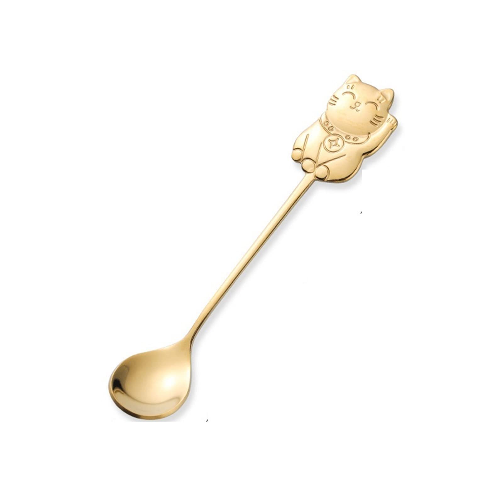 MENGKK Soup Ladles Stainless Steel Spoon Coffee ice Cream Dessert Kitchen Accessories Tableware Decoration(Gold)