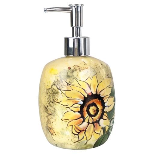 Ceramic Sunflower Hand Painted Soap Dispenser