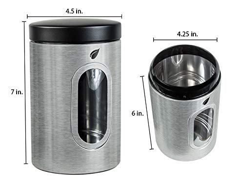 Saf-Care Design Canister Kitchen Cabinet Food Storage Containers, Pack Of 3 Stainless
