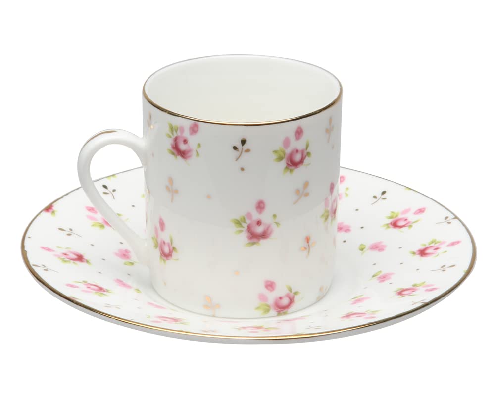 Gracie China Rose Bud Porcelain Small 3.5-Ounce Espresso Cup And Small Saucer (Set Of 6)