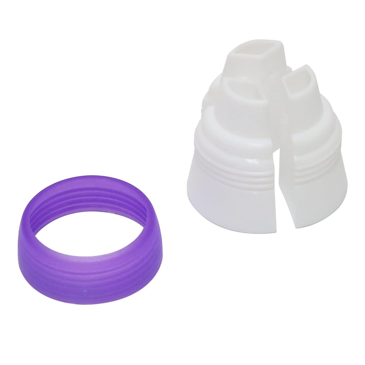Dghaop 4Pcs Russian 3 Color Nozzle Converter Coupler Icing Nozzles Pink + Purple Single Hole/Three Holes Icing Cake Decor Tools