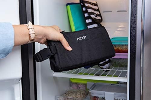 Packit Freezable Snack Box, Black, Built With Ecofreeze Technology, Collapsible, Reusable, Zip Closure With Buckle Handle, Perfe