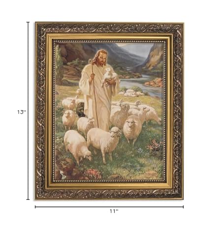 Gerffert Christian Wall D  Cor Ornate Gold Framed Artwork, 11 X 13-Inch, Sallman - Lord Is My Shepherd