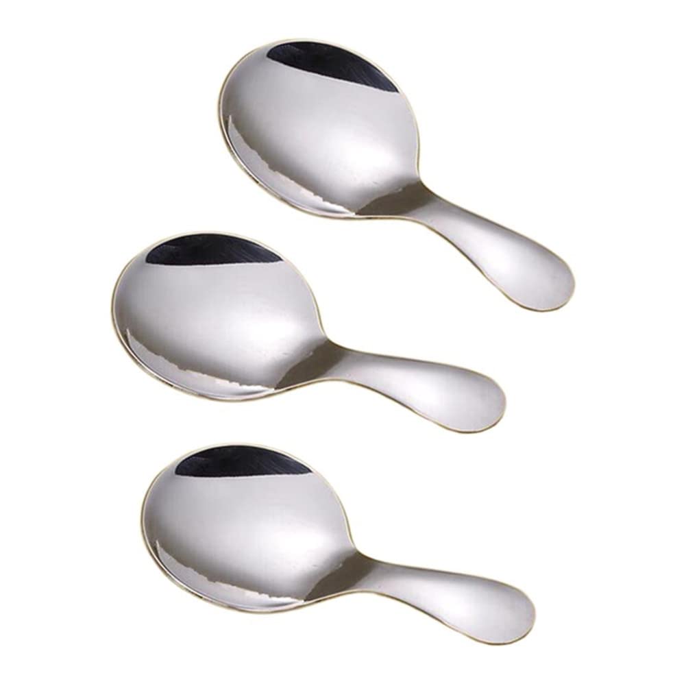 3Pcs Stainless Steel Mini Scoop For Canisters With Short Handle, Silver Mini Feed Spoon For Ice Cream Melon Baller, Short Handle