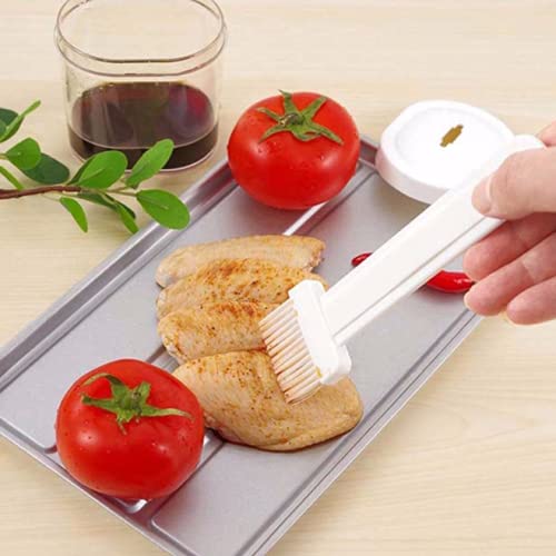 Kddom 1 Piece Oil Bottles With Brush Kitchen Oil Bottle Brush Sauce Bottle Brush Barbecue Brush(White)